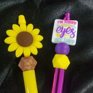 Yellow and Pink Sunflower Pens